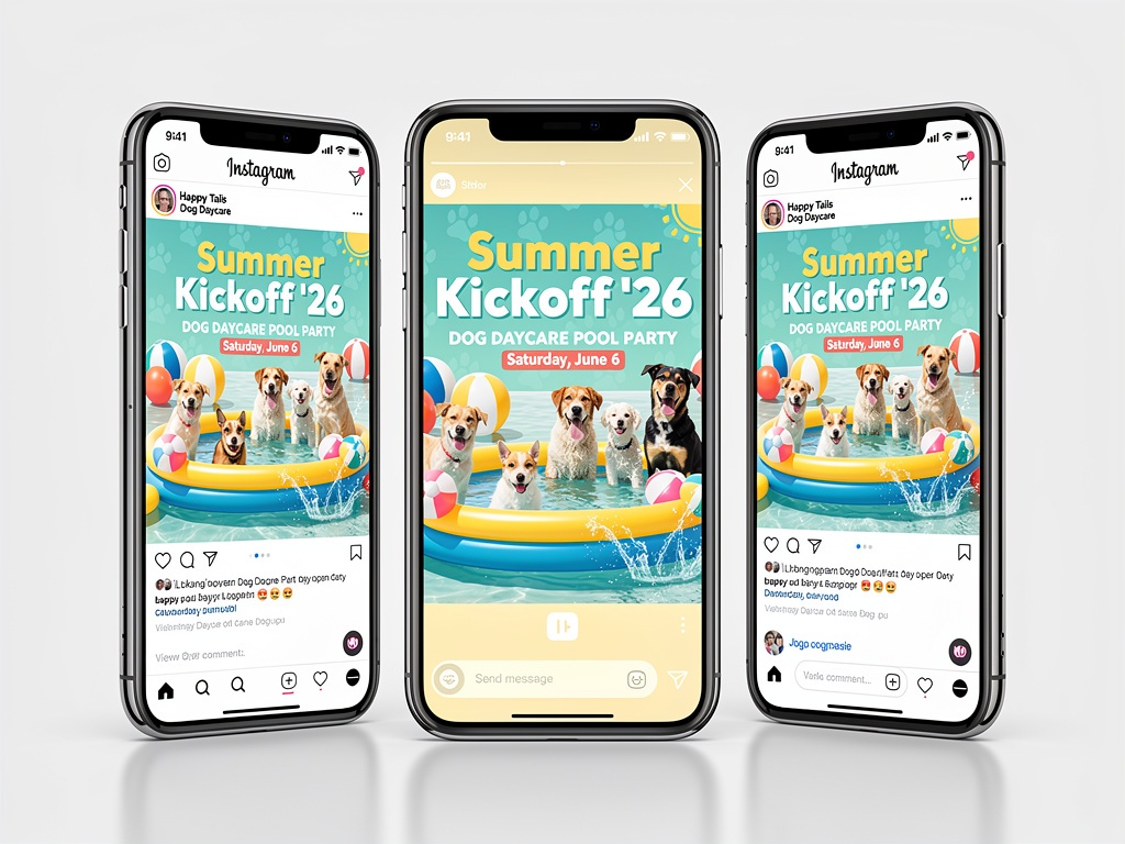 Summer Kickoff '26 social post shown across Instagram feed, story, and carousel formats