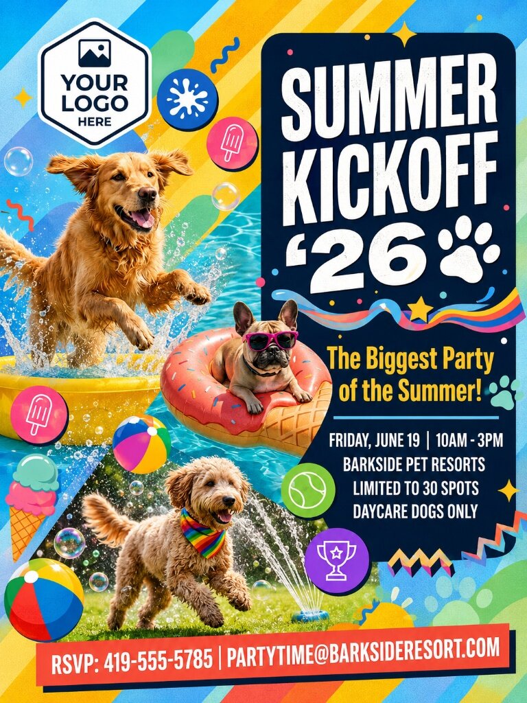 Summer Kickoff '26 campaign poster — high-energy summer event